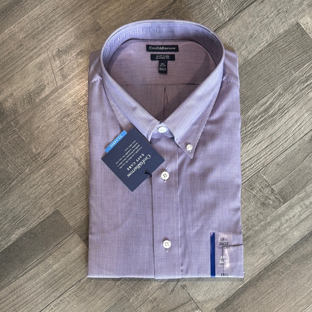 Croft & Barrow Purple Casual Button Down Shirt